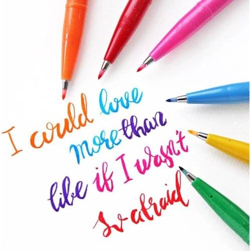 New Japan Pentel 12colors Macaroon / Normal SES15C Soft Brush Pen Hair Beauty Pen Drawing Black Hand Hook Line Painting supplies