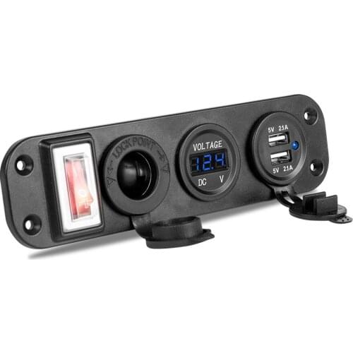 DIY Pre Wired Switch Dual Car USB Socket Cigarette Lighter 4.2A 4in1 Panel Mount Socket Car Voltmeter