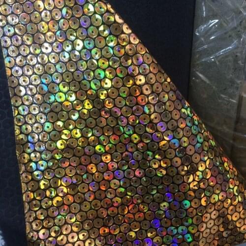 2018 new trend Synthetic gold Holographic PU Leather Faux Leather Fabric raw material for bag