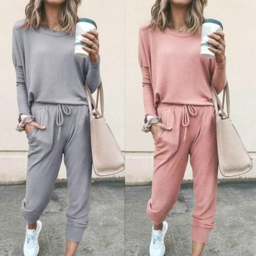 Tracksuit Women 2 Piece Set Loose Comfortable Simple Style Solid Color Long Sleeve Casual Suit Clothes 2021 Top Spring Autumn