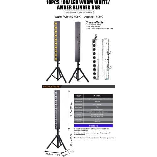 Warm White/Amber Blinder Bar KTV DJ Hexa Stage Light 10*10W LED Stage Blinder Bar