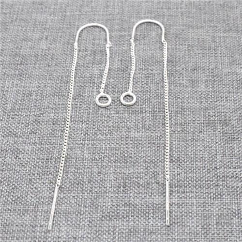 4prs of 925 Sterling Silver Curb Chain U Earring Threaders w/ Ring Ear Thread Jewelry Findings