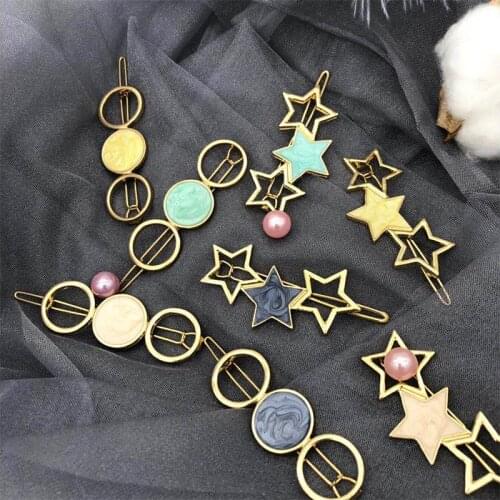 2019 New Women Cute Acetate Round Star Alloy Hair Clip Headwear Hair Ornament Headband Hairpin Barrette Fashion Hair Accessories