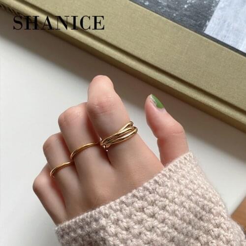SHANICE 925 Sterling Silver Open Ring Fashion Anillos Mujer Jewelry Geometric minimalism Three Circles Ring Men Top Quality