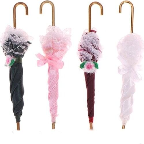 1PCS 1/12 Lady Dollhouse Lace Umbrella Miniature Royal Gift Dollhouse Accessories Decoration Birthday Girl Kids Toys
