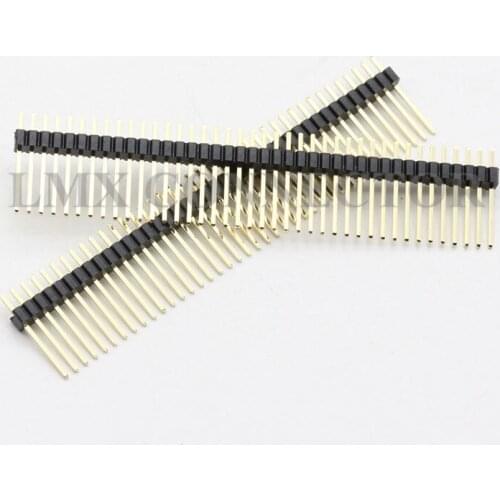 20PCS 1.27mm Male Pin Header Connector 1x40P L11mm L14mm Single Row Copper Gold Plated