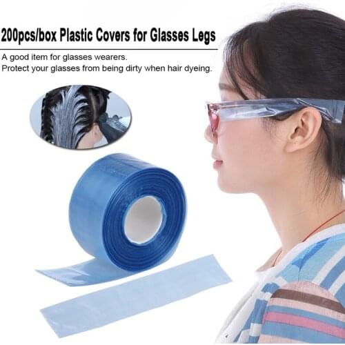 200pcs/box Plastic Disposable Salon Hair Dyeing Coloring Protector Covers for Glasses Legs Slender Bag DIY Hair Styling Tool