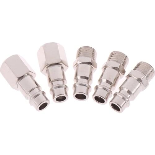 5pcs New Hot Sale Femal/Male 1/4" BSP Air Line Hose Compressor Connectors Silver Euro Male Quick Release Fittings Wholesale