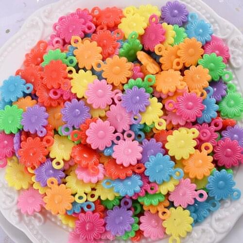 50Pcs/Lot Random Mixed Flower Shape Acrylic Spacer Beads For DIY Jewelry Making Children Necklace Bracelet Pendant Accessories