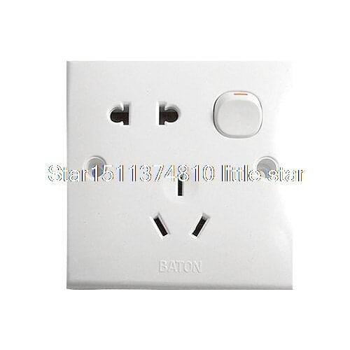 White Plastic 3 Pin AU Outlet 2 Pin US EU Socket Switch Wall Plate
