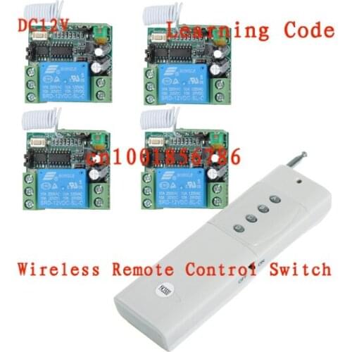 Free Shipping DC 12V 10A 1CH 3000M 1 Transmitter & 4 Receiver Radio Frequency Wireless Remote Control System