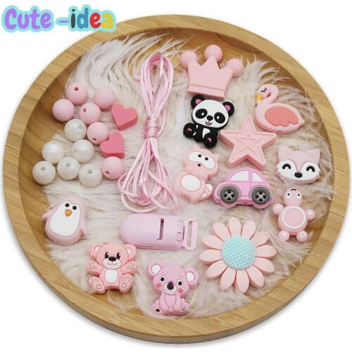 Cute-Idea Silicone Beads Teether Pacifier Bracelet Accessories Chain Toddle BPA Free Chewable Teething Soft Baby Product