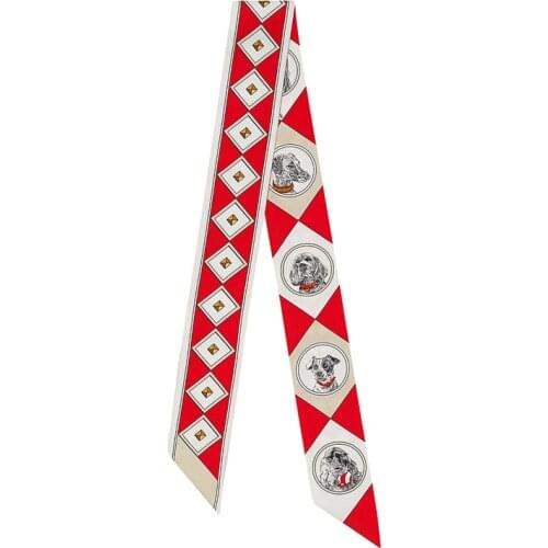 Brand Handbag Scarf Puppy Head Luxury Brand Ladies Small Silk Scarf Tie Bag Handle Ribbon Hairband Shawl Scarf MR40