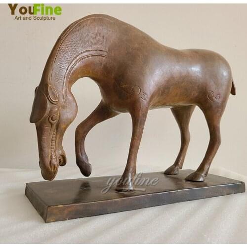 Bronze Horse Sculpture Antique Standing Horse Statue Animal Figurines Vintage Bronze Art Crafts For Home Hotel Decor Collection