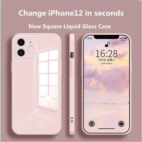 Liquid Glass Case For iPhone 12 11 Pro X XR XS Max 7 8 6 6s Plus Scratch-Resistant Anti-Fall Colorful Back Cover Protective Case