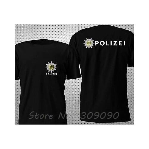 New Polizei Bundespolizei Police Germany 2 SidesT-shirt Men Cotton 100% T shirt black Tops Tees xs-3xl