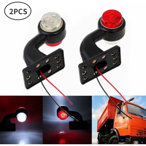 1 Pair Car Truck Trailer Side Marker Clearance Light 12V/24V LED Double Elbow Warning Lamp Red White 6LED Side Marker Lights