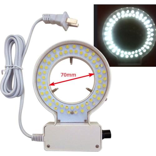 Microscope Light Source 70mm Inner Diameter LED Ring Lamp Brightness Adjustable