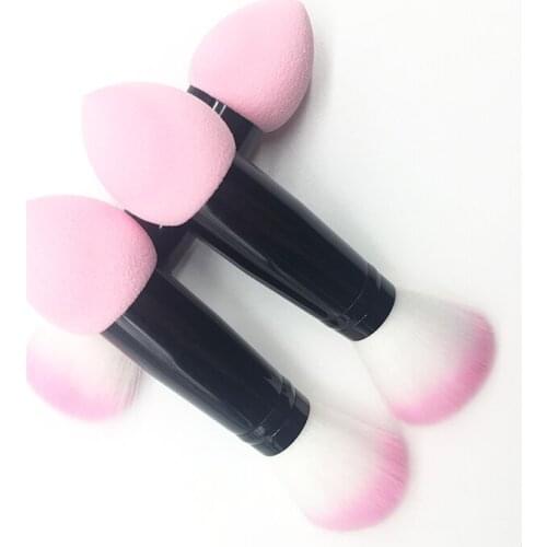 1pc 4 color Professional blusher brush Nylon Make up Brushes Two Head Sponge water drop puff Cosmetic Tools