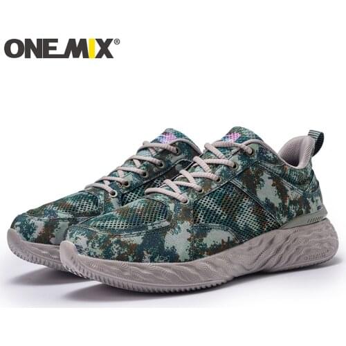 ONEMIX 2021 New Style Military Training Sneakers for Men Soft Army Sports Shoes Breathable Mesh Camouflage Walking Shoes Sneaker