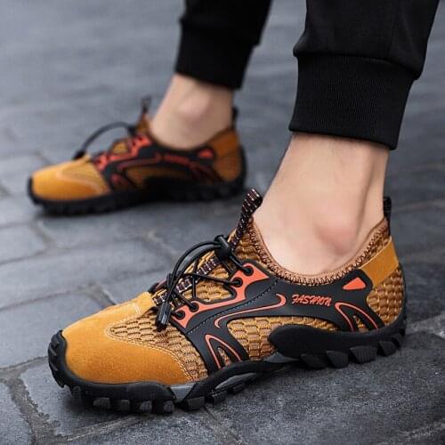 Man New Fashion Mesh Casual Shoes Male Summer Hollow Breathable Sport Shoes Masculino Outdoor Slip-on Climbing Boat Sneaker 2021