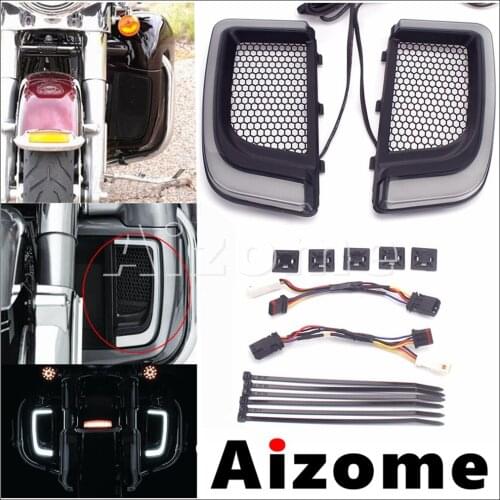 Motorcycle Lower Fairing LED Grills Turn Signal Lamps Running Light Kit For Harley Touring Electra Tri Road Street Glide 14-2020