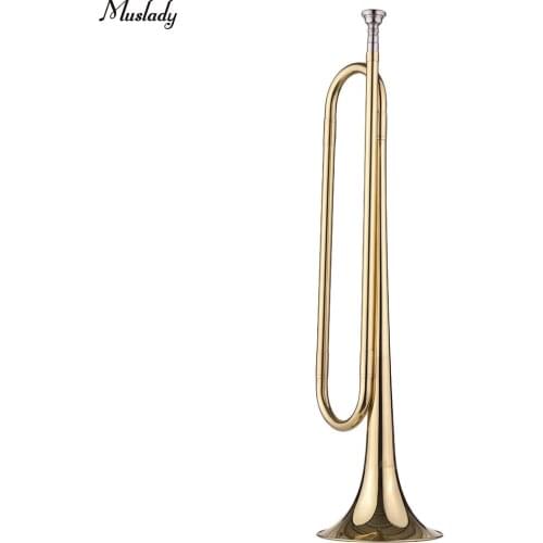 Muslady B Flat Bugle Call Trumpet Brass Material with Mouthpiece for School Band Cavalry Beginner Military Orchestra