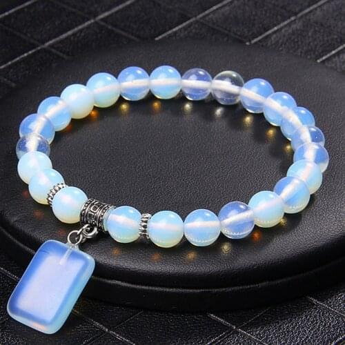 Natural Stone Beaded Bracelet Square Pendant Charm Tiger Eye Sodalite Bracelets For Women Men Couple Christmas Jewelry Gifts