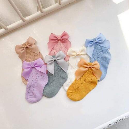 New Children Socks With Big Bows GIrls Ankle Socks Hollow Out Soft Toddlers Infant Baby Socks Kids Princess Sock High Quality