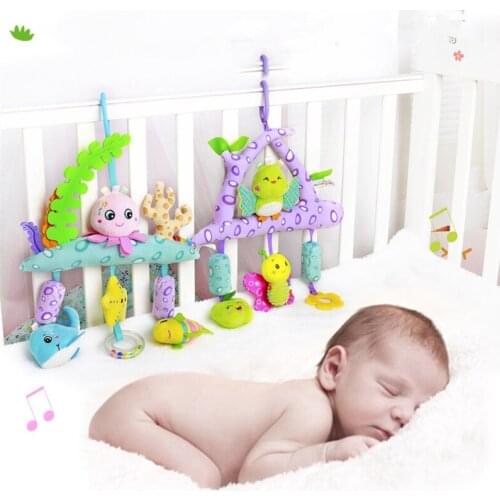 Newborn Toddler Kids Infant Baby Girl Boy Mobile Plush Stuffed Toys With Rattle Squeaker Wind Chime Rustle 0-12 Months Gifts