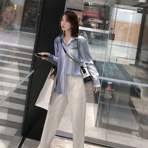 Женские рубашки в полоску Okkdey China At AliExpress