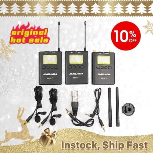 Mailada Professional UHF Wireless Microphone System Mini Lapel Headset Mic Receiver Transmitter For Teach Lecture Speech