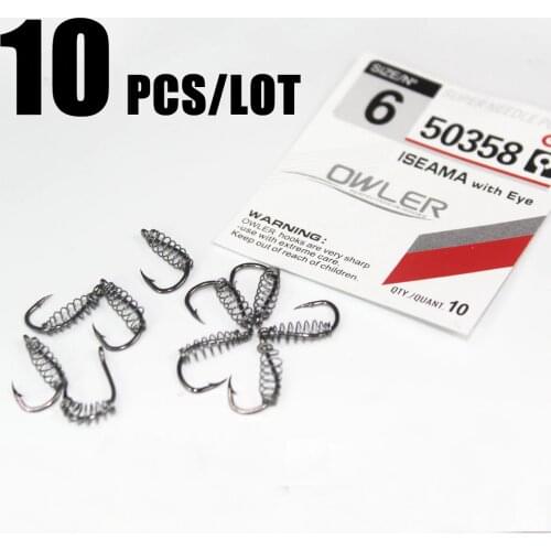 10pcs/lot iseama 1#-10# spring fishing hooks Stainless Steel Barbed Swivel Explosion Hooks for Carp Fly Fishing Pesca owner