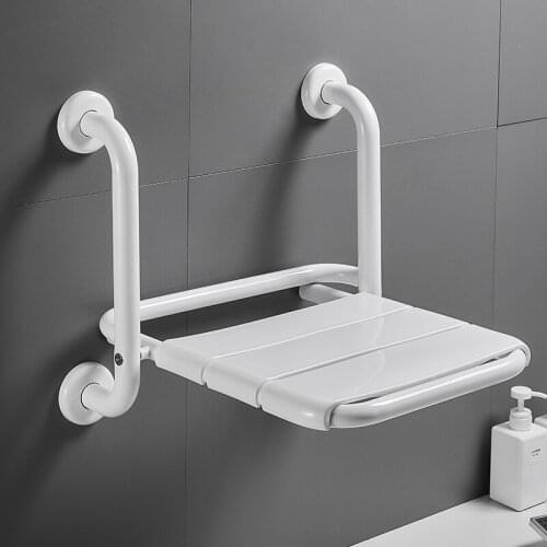 Bathroom Folding Seat Toilet Elderly Safety Non-Slip Wall-Mounted Chair Disabled Barrier-Free Handrail Bathing Stool