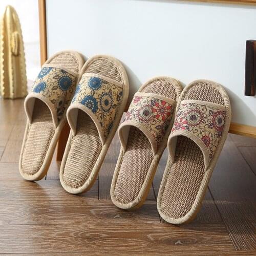 Women Slippers Summer Korean Home Sandals Cotton And Linen Indoor Floor Non-slip Thick-soled Household Linen Slippers Soft
