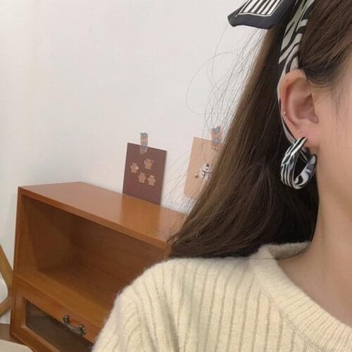 TIMEONLY Unique Design Zebra Color Hoop Earring Simple Resin Fashion Earrings Delicate Party Gift Jewellery for Women Girls