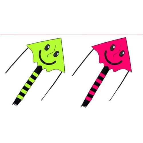 Free shipping smiling face kite 2pcs/lot with kite line various colors children toy flying outdoor ripstop nylon fabric kites