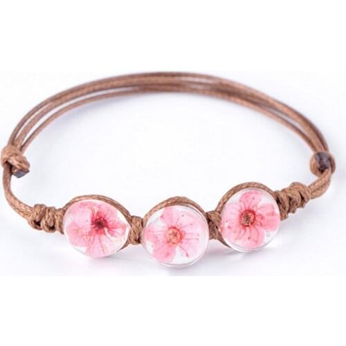 5x Dried Flowers Flat Back Round Glass Cabochons Embellishment Craft Jewelry