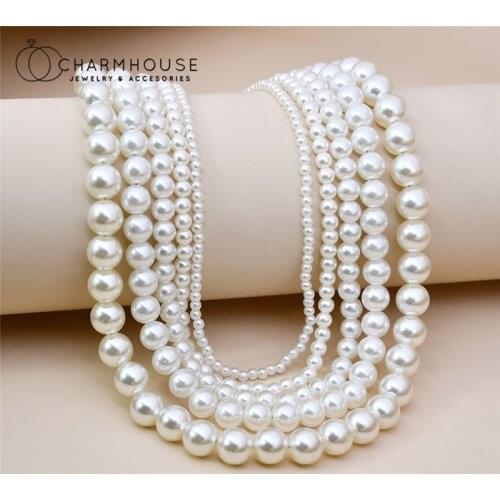 Pearl Necklaces For Man Women 4/6/8/10/12 mm Bead Chain Necklace Collier Custom Jewelry Pearl Accessories Any Size Party Gifts