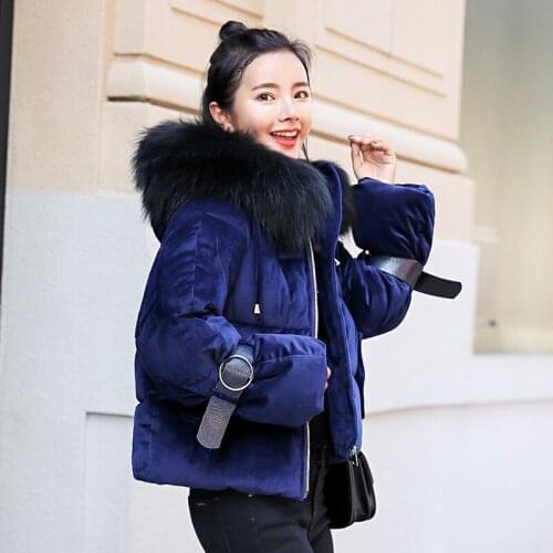 2020New Design Velvet Winter Jacket Women Hooded With Fur Collar thick Cotton Coat Female Short Down Parka Ladies Mujer Invierno