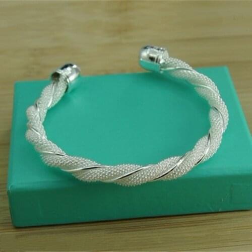 BABYLLNT 925 Silver Sterling For Women Man Mesh Wide Braided Bracelet Bangle Chain Wristband Jewelry Bijoux Punk Jewelry Gift