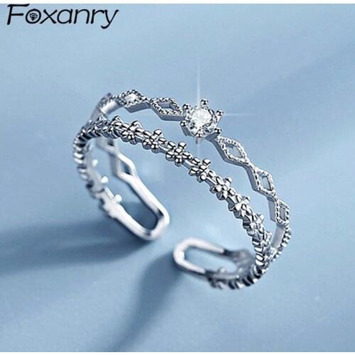 Evimi 925 Sterling Silver Flowers Rings New Fashion Sparkling Zircon Fine Jewelry Elegant Wedding Party Accessories for Women