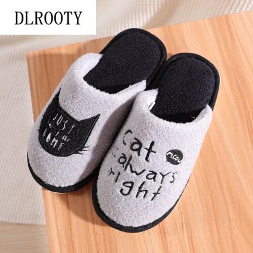 Winter Men Slippers Cartoon Cat Cute Indoor Home Flip Flops Warm Fashion Platform Silent Non-slip Shoes Male Slides Flat Casual