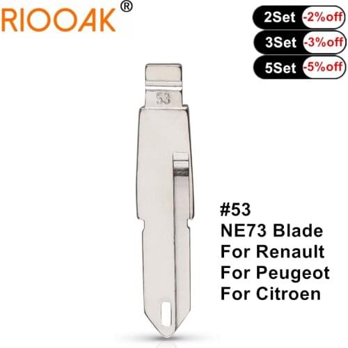 10pcs NE73 #53 Uncut Metal Blank Car Key KD MINI/KD900/VVDI Car Flip Key Blade For Renault Peugeot 206 207 Citroen C2