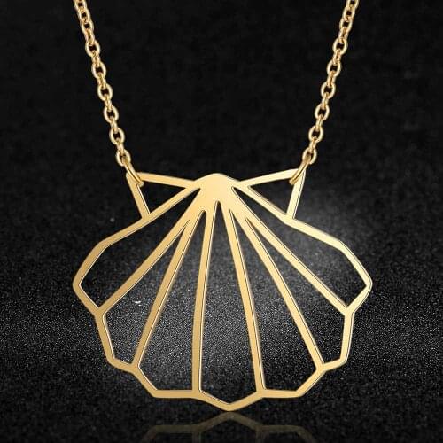 100% Stainless Steel Sea Shell Fashion Necklace for Women Unique Design Pendant Necklaces Wholesale Wedding Party Necklaces