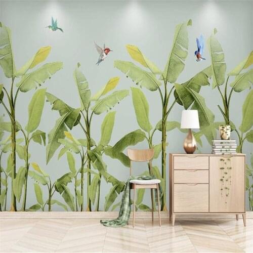 Milofi custom 3D wallpaper mural Nordic plant banana tree flamingo living room bedroom background wall decoration painting wallp