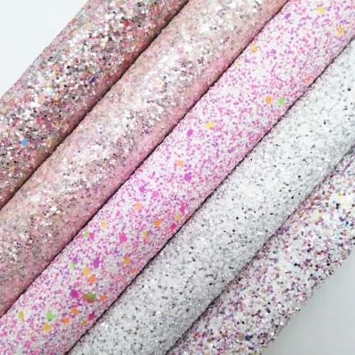 Amonglitter Pink Chunky Glitter Leather Glitter Fabric, Glitter Sheet for DIY Bows Bags 21x29cm A4 size MB011