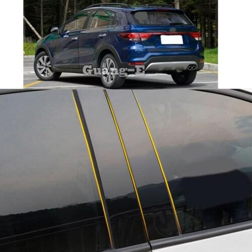 Car PC Material Pillar Post Cover Door Trim Window Piano Black Molding Sticker Plate For Kia KX CROSS 2017 2018 2019 2020 2021