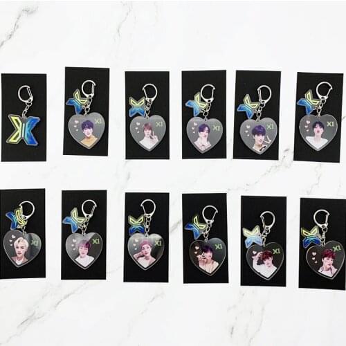 KPOP X1 X ONE Produce X 101 Combination keychain new album same lovely heart key chain key ring key pendant Creative Keyboard