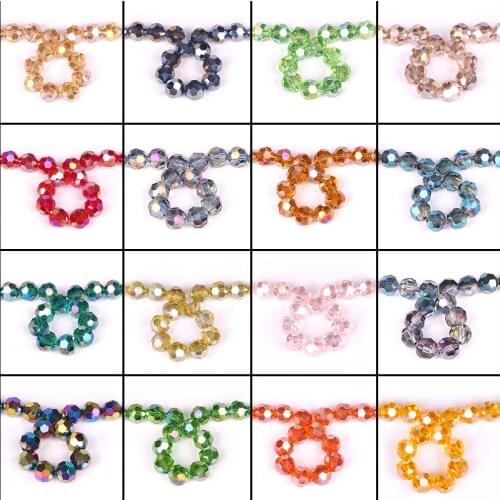 Austrian Crystal Round Beads AB 6/8mm Faceted Glass Sapcer Plated Ball Lampwork Beading DIY Jewelry Making Supplies Wholesale
